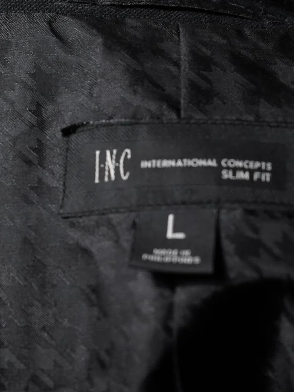 INC International Concepts Slim Fit Black Flecked Sport Coat Blazer Men's Large